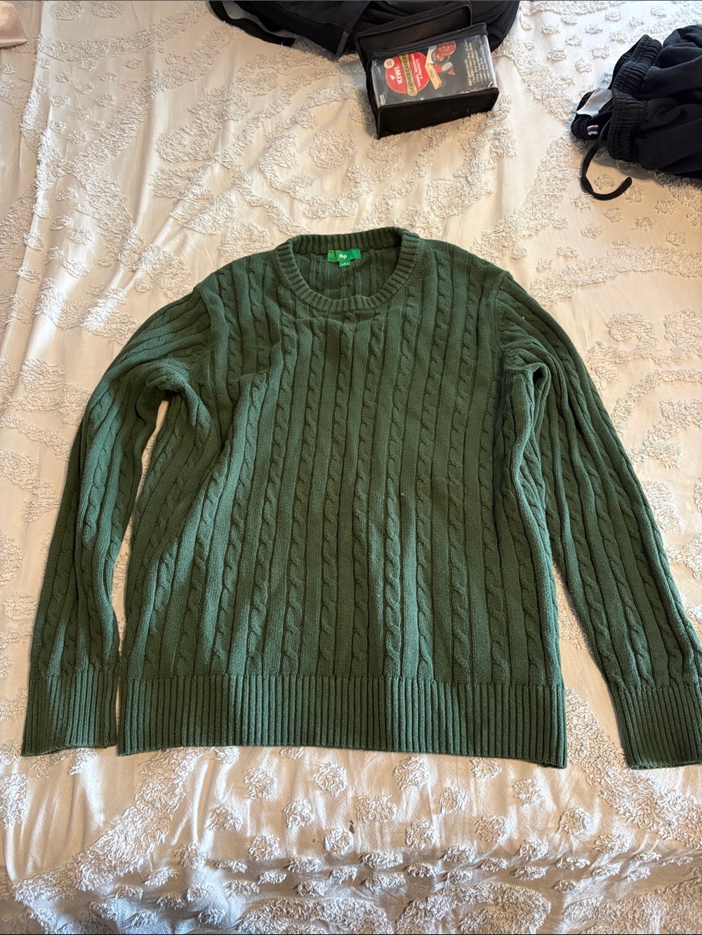 dip Forest Green Cable-Knit Crewneck Sweater